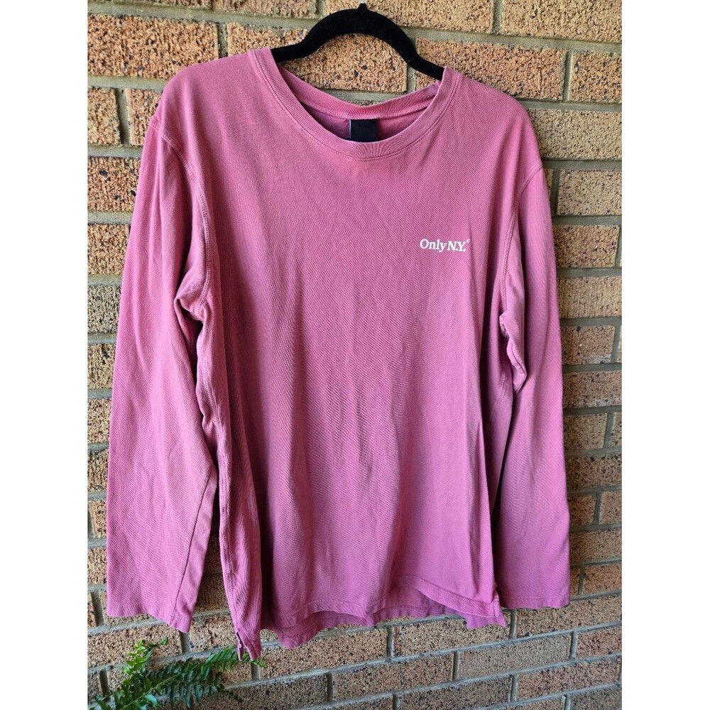 Only NY Classic Logo Long Sleeve Streetwear Tee Faded Pink XL